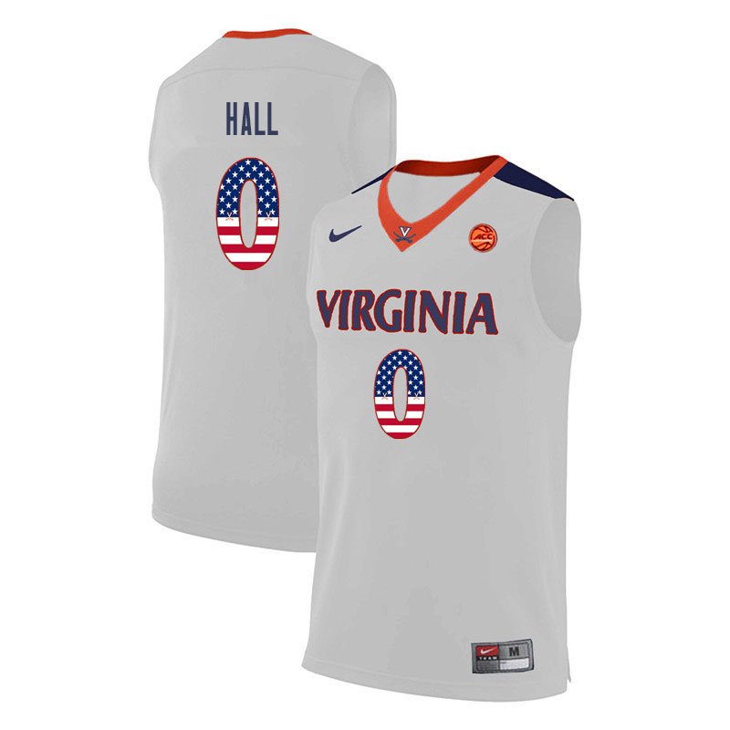 Men Virginia Cavaliers #0 Devon Hall College Basketball USA Flag Fashion Jerseys-White